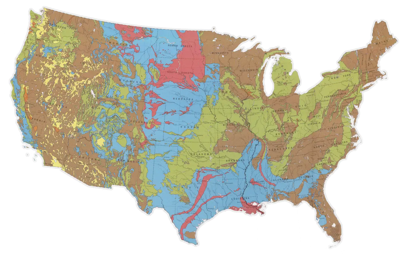 Swelling clays map of the conterminous United States